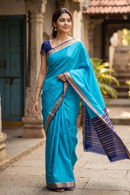 Sky Blue Mysore Semi Crepe Silk Saree 10077788