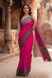 Pink Handloom Chettinad Cotton Saree 10077351