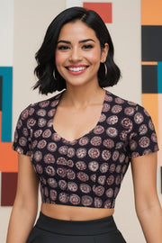 Black Jahota Printed Cotton Blouse 10073336