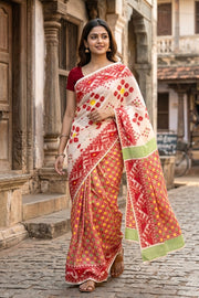 White Handloom Jamdani Cotton Saree 10077540
