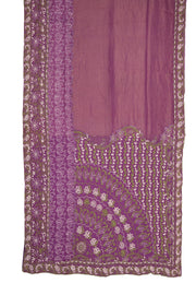 Purple Chikankari Embroided Kota Cotton Saree 10078106