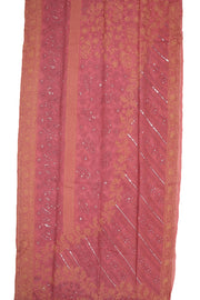 Dusky Rose Chikankari Embroided Organza Saree 10078123