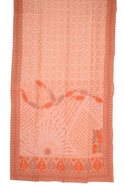 Peach Orange Chikankari Embroided Organza Saree 10078114
