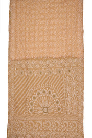 Beige Chikankari Embroided Organza Saree 10078120