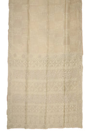 Off White Chikankari Embroided Organza Saree 10078116