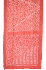 Coral PInk Chikankari Embroided Organza Saree 10078119