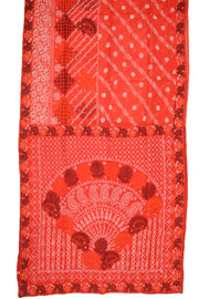 Red Chikankari Embroided Organza Saree 10078118