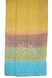 Mustard Yellow Chikankari Embroided Organza Saree 10078117