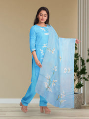 Blue Hand Painted Co-ord Set 10073739