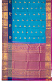 Anandha Blue Kanjivaram Silk Saree with Floral Border 10078187