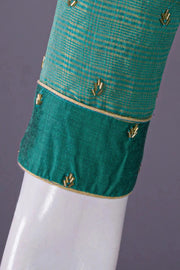 Green Aari Embroidered Chanderi Silk Cotton Blouse 10068928
