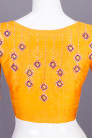 Yellow Aari Embroidered Tussar Silk Blouse 10068918