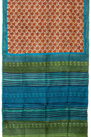 Hand Block Printed Silk Saree 10057396