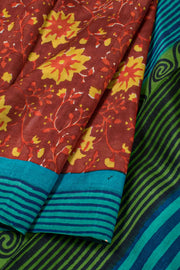 Hand Block Printed Silk Saree 10057399