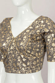 Grey Banarasi Silk Cotton Blouse 10067261