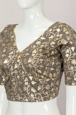 Grey Banarasi Silk Cotton Blouse 10067261