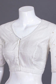 White Embroidered Chanderi Silk Cotton Blouse 10066101