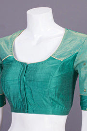 Green Aari Embroidered Chanderi Silk Cotton Blouse 10068928