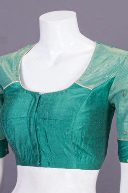 Green Aari Embroidered Chanderi Silk Cotton Blouse 10068928