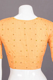 Orange Hand Embroidered Chanderi Silk Cotton Blouse 10077741