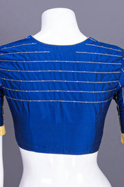 Navy Blue Aari Embroidered Tussar Silk Blouse 10070441