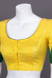Yellow Handcrafted Raw Silk Blouse 10072431