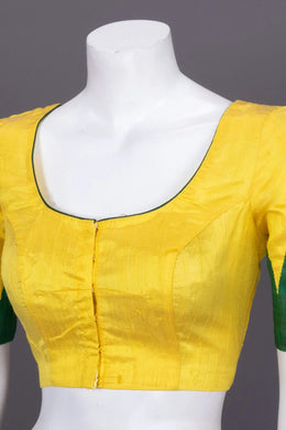 Yellow Handcrafted Raw Silk Blouse 10072431