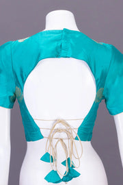 Green Handcrafted Banarasi Silk Blouse 10064836