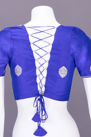 Azure Blue Handcrafted Banarasi Silk Blouse 10064844