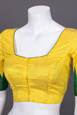 Yellow Handcrafted Raw Silk Blouse 10072435