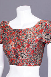 Brown Hand Block Printed Mashru Blouse 10066092