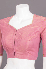 Pink Aari Embroidered Chanderi Silk Cotton Blouse 10068199