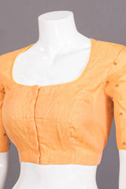 Orange Hand Embroidered Chanderi Silk Cotton Blouse 10068203