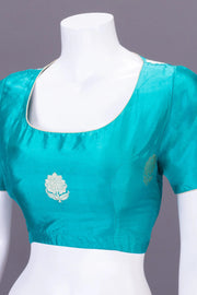 Green Handcrafted Banarasi Silk Blouse 10064836