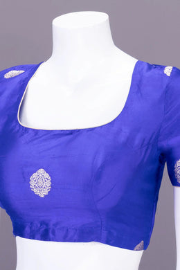 Azure Blue Handcrafted Banarasi Silk Blouse 10064844
