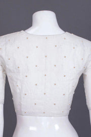 White Embroidered Chanderi Silk Cotton Blouse 10066101
