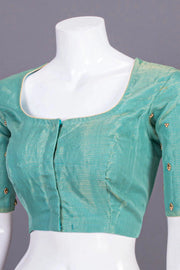 Green Aari Embroidered Chanderi Silk Cotton Blouse 10068925