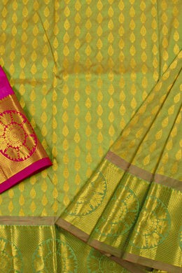 5 to 9 Year Size Pure Zari Kanchipuram Pattu Pavadai Material 10054680