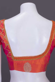 Orange Shot Pink Banarasi Silk Blouse 10064839