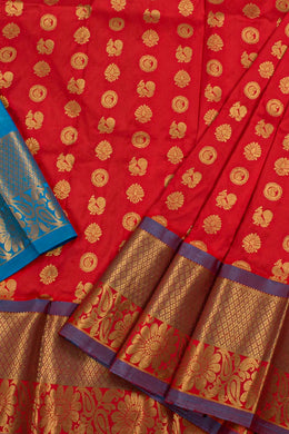 2 to 4 Years Pure Zari Kanchipuram Pattu Pavadai Material 10054659