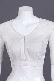 White Embroidered Chanderi Silk Cotton Blouse 10066101