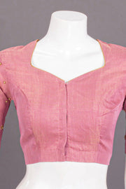 Pink Aari Embroidered Chanderi Silk Cotton Blouse 10068199