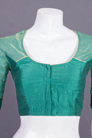 Green Aari Embroidered Chanderi Silk Cotton Blouse 10068928