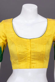 Yellow Handcrafted Raw Silk Blouse 10072431