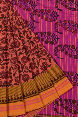 Hand Block Printed Cotton Saree 10057403