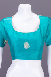 Green Handcrafted Banarasi Silk Blouse 10064836