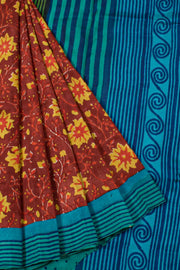 Hand Block Printed Silk Saree 10057399