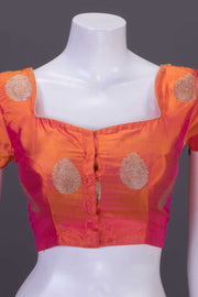 Orange Shot Pink Banarasi Silk Blouse 10064839