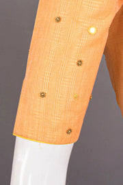 Orange Hand Embroidered Chanderi Silk Cotton Blouse 10068203