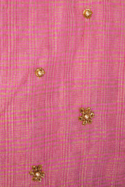 Pink Aari Embroidered Chanderi Silk Cotton Blouse 10068199